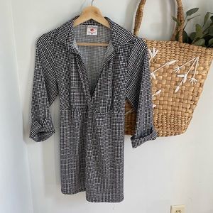 Houndstooth Maternity Belted Tie Blouse